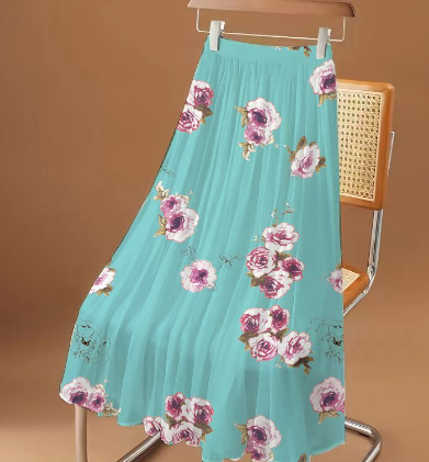 WOLFF Floral Chiffon Maxi Skirt for Summer (One Piece)