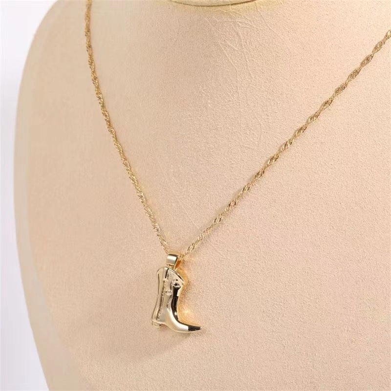Western Boot Charm Pendant Necklace