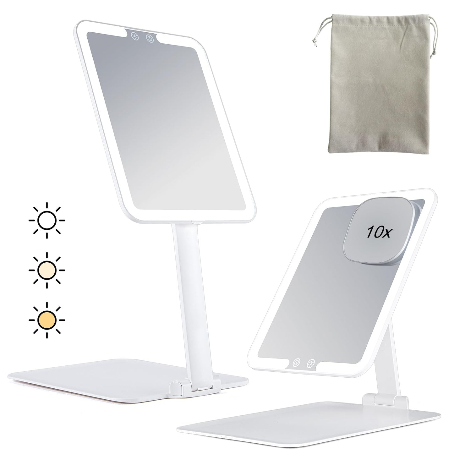 Rechargeable LED Travel Makeup Mirror with 10X Magnification