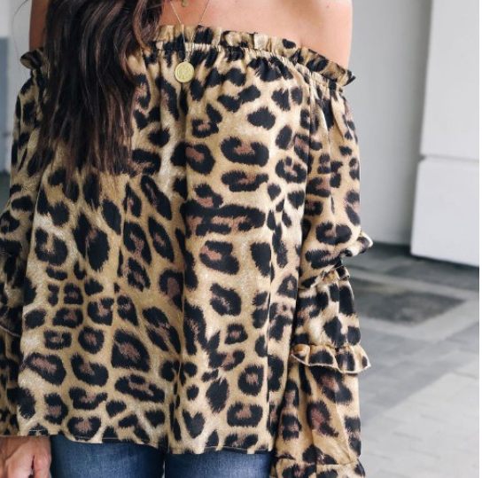 Leopard Print Cold Shoulder Ruffle Sleeve Blouse – Sizes S-XL | The Pretty Pistol
