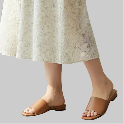 Plus Size Square Toe Flat Sandals in Brown – Sizes 5-14 | The Pretty Pistol