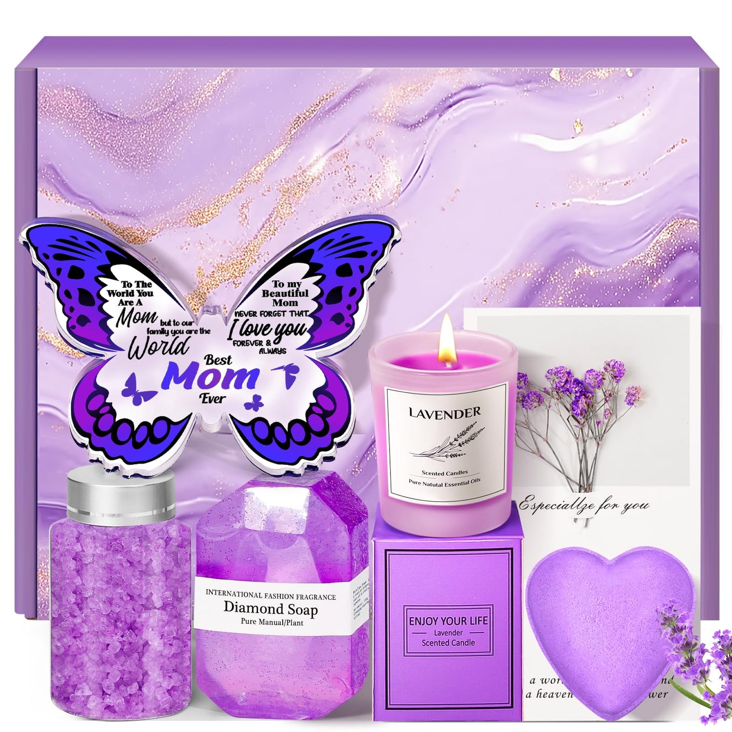 Gift Basket: Relaxing Spa Gift Basket Set with Butterfly-Shaped Acrylic Keepsake