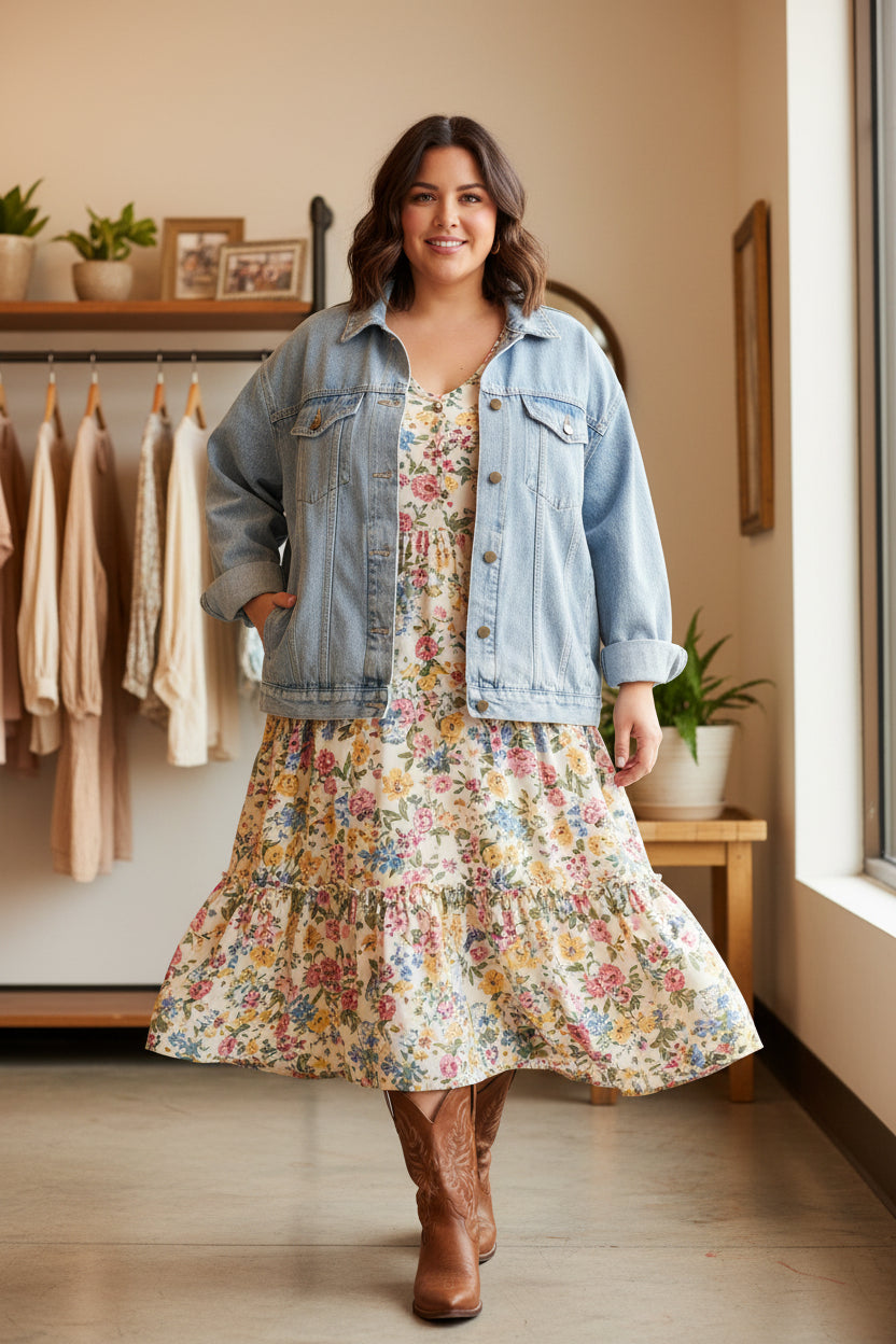Loose Fit Denim Jacket for Women up to 5XL