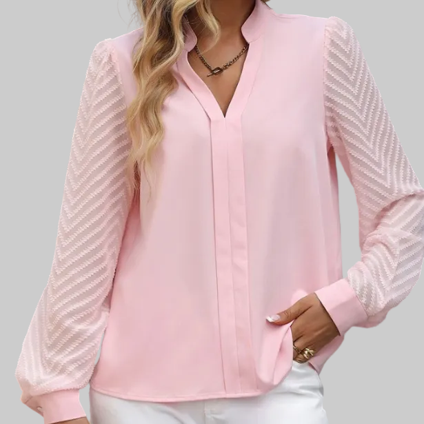 Chic Collar Chiffon Blouse in Pink – Sizes S-2XL | The Pretty Pistol