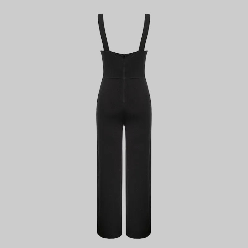 Straight-Leg Jumpsuit in Black – Back view with zipper closure, Solid Color, Sizes S-L | The Pretty Pistol