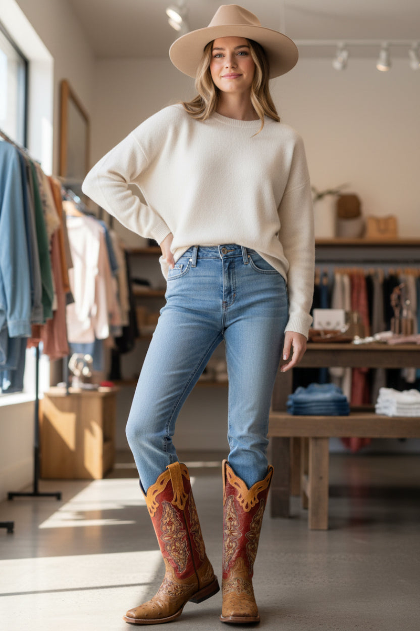 Color Pop Mid-Top Cowgirl Boots | Blue, Brown, Pink & Red