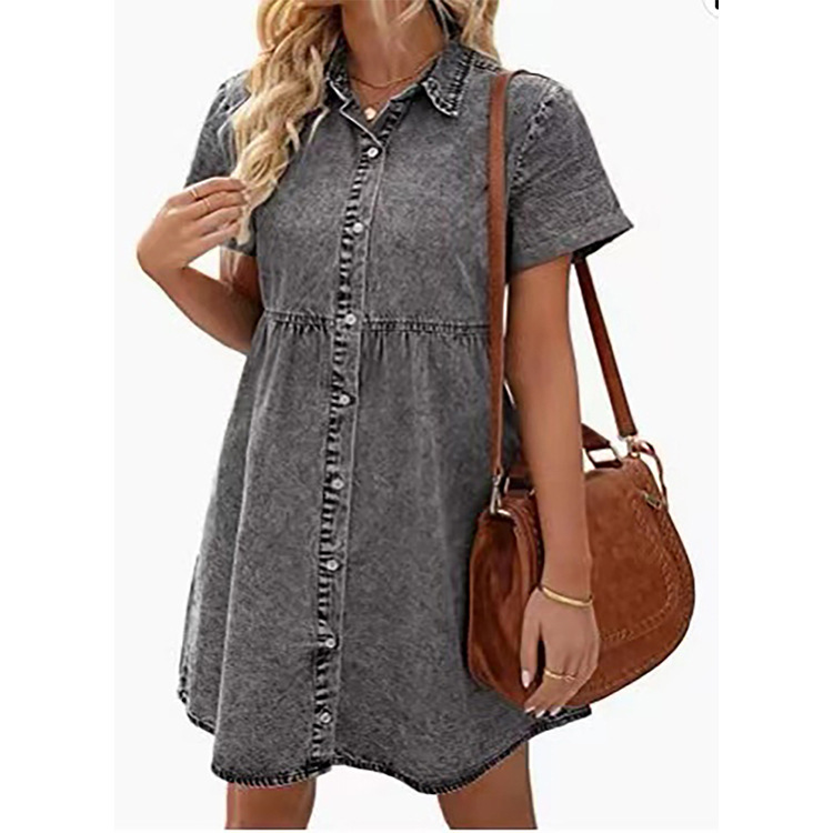 Ruffled Denim Dress up to 2XL