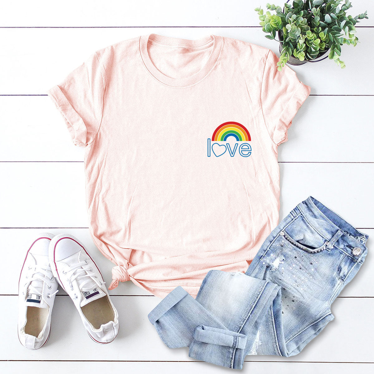Cute Rainbow Cotton T-Shirts up to 3XL