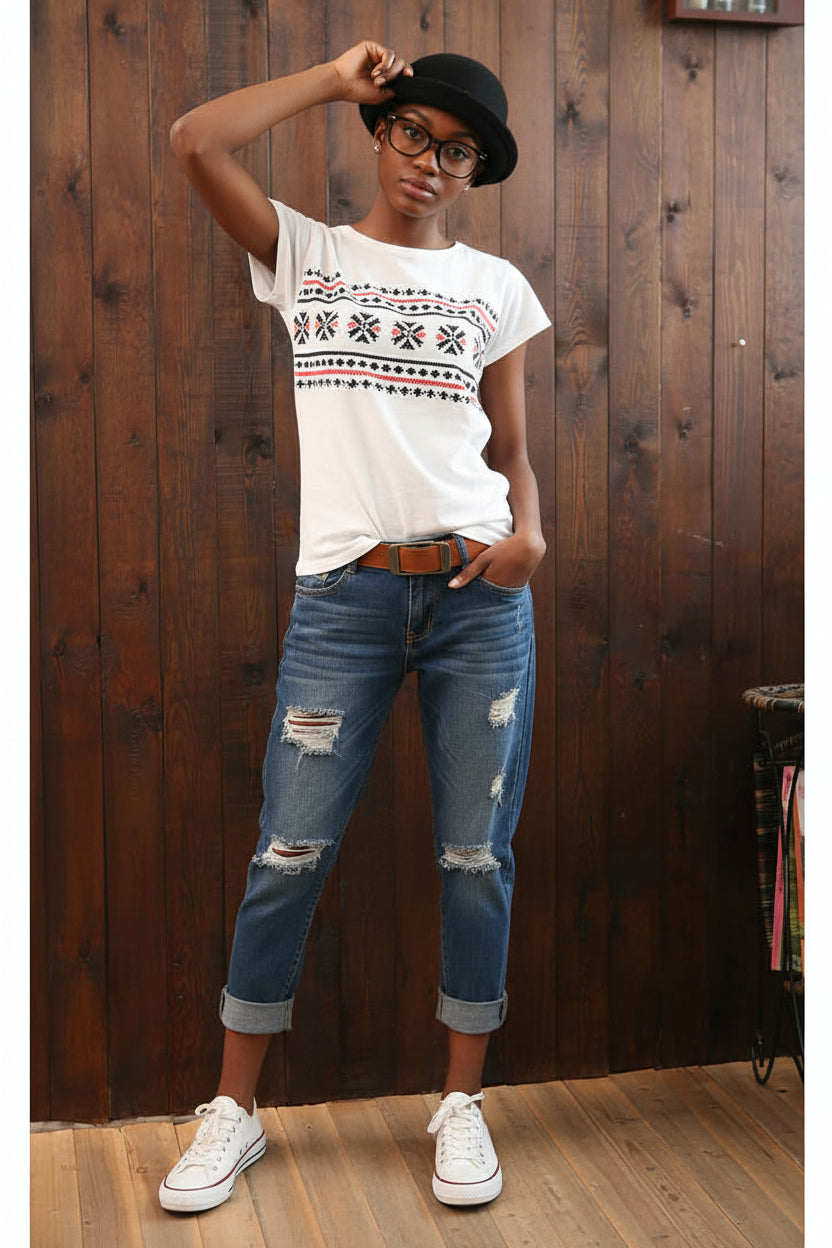 Cropped Ripped Denim Capris