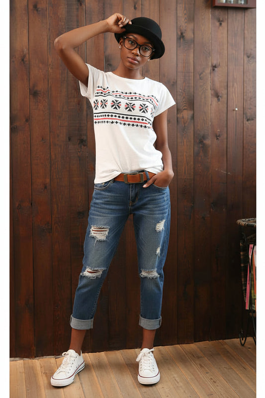 Cropped Ripped Denim Capris