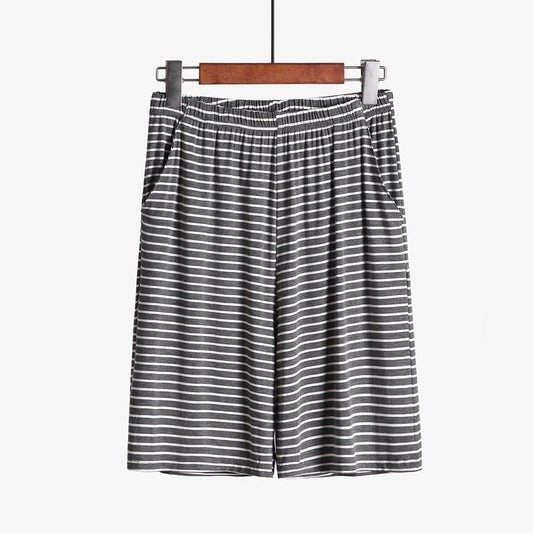 Plus Size Striped Loose Fitting Loungewear Shorts L-4XL