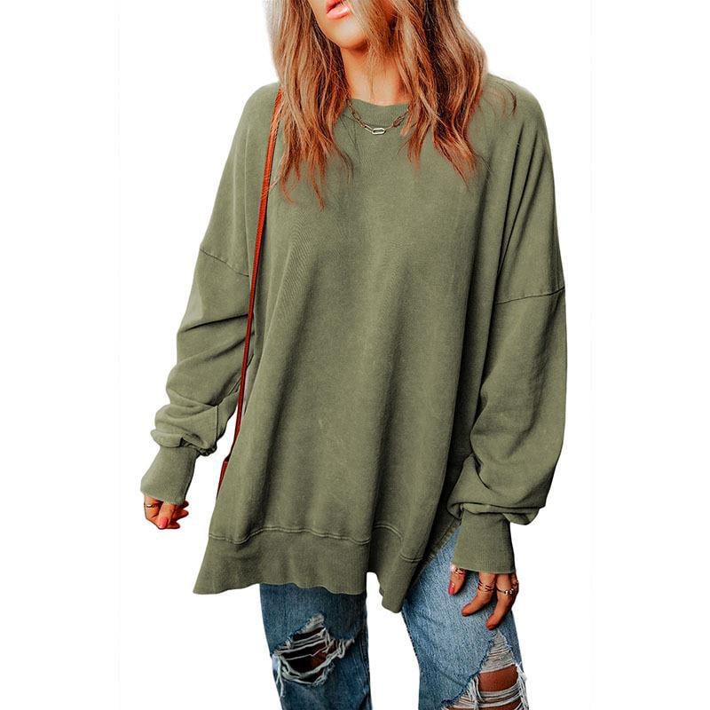 Solid Color Loose Pullover Top for Women