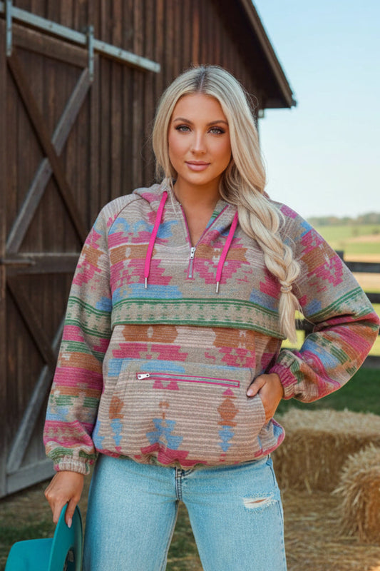 Aztec Printed Hoodie for Women up to XXL