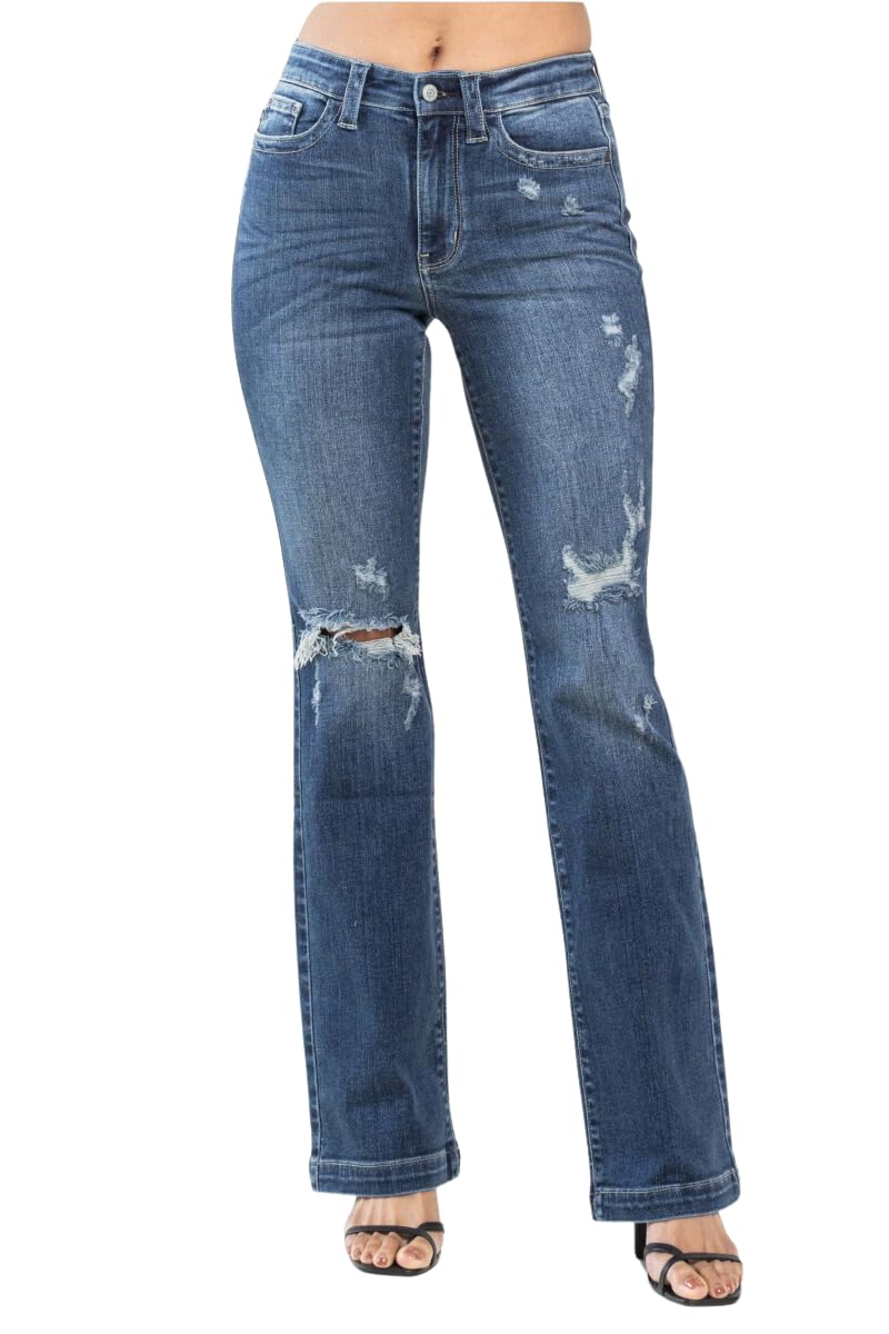 Judy Blue Mid Rise Distressed Bootcut Jeans