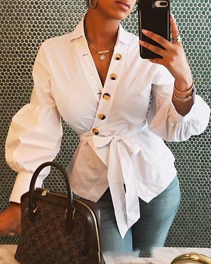 Lantern Sleeve Blouse for Women