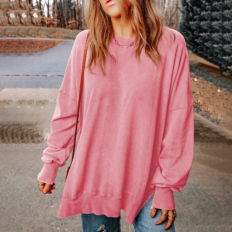 Solid Color Loose Pullover Top for Women