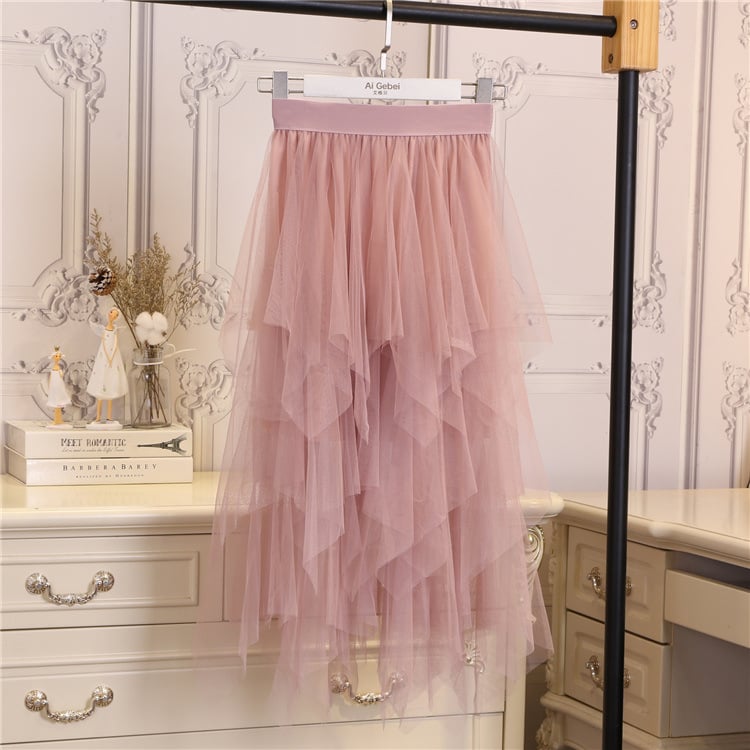 Elevated Mesh Flare Gauze Skirt