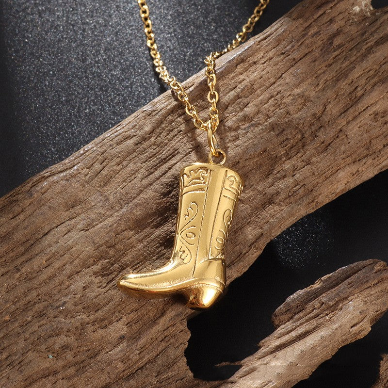 Classic Denim Boots Pendant Necklace for Women