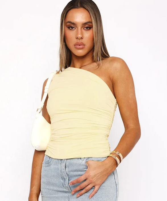 Elegant One-Shoulder Ruched Top