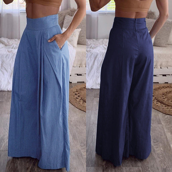 Personalized High Waist Solid Color Pants with Pockets up to 5XL