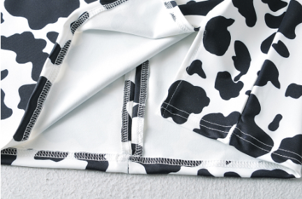 Cow Spot Print A-Line Skirt with Elastic Waist