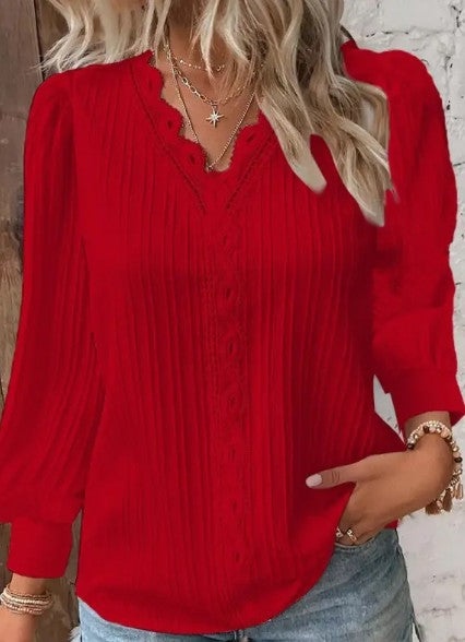 Blouse with Lace Details in Chiffon up to 4XL