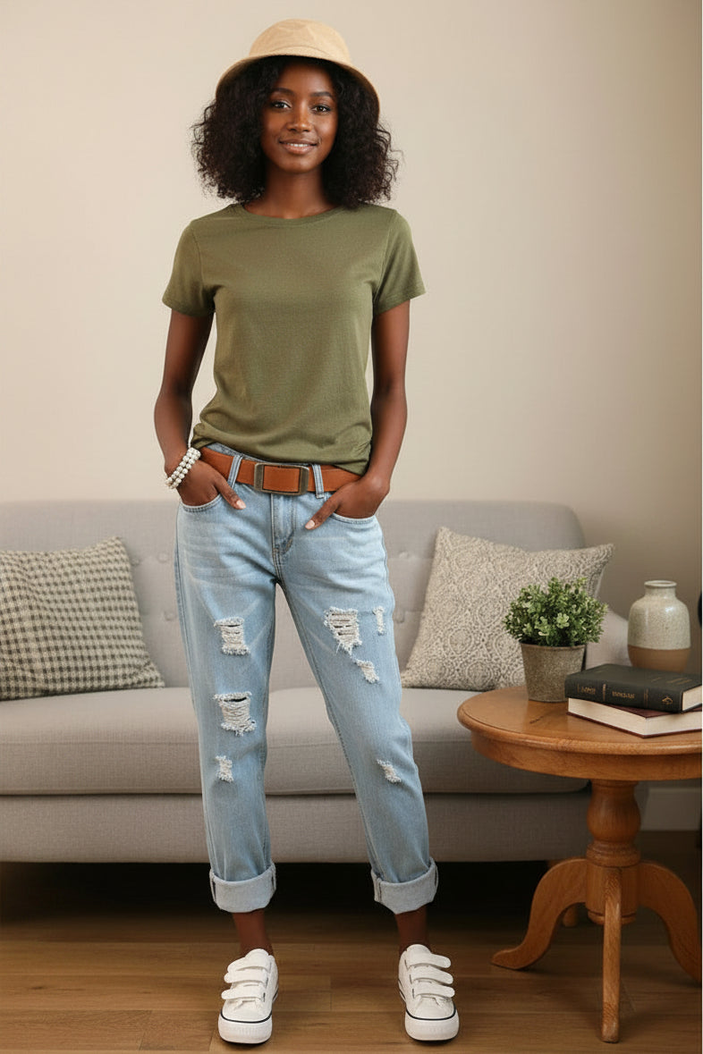 Cropped Ripped Denim Capris