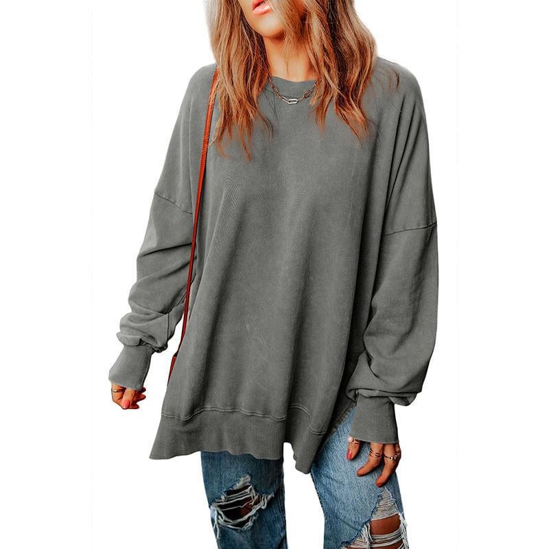 Solid Color Loose Pullover Top for Women