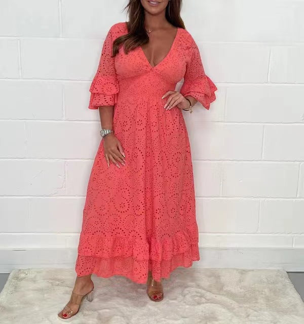 Women's High Waist Embroidered Dress for Parties S-5XL