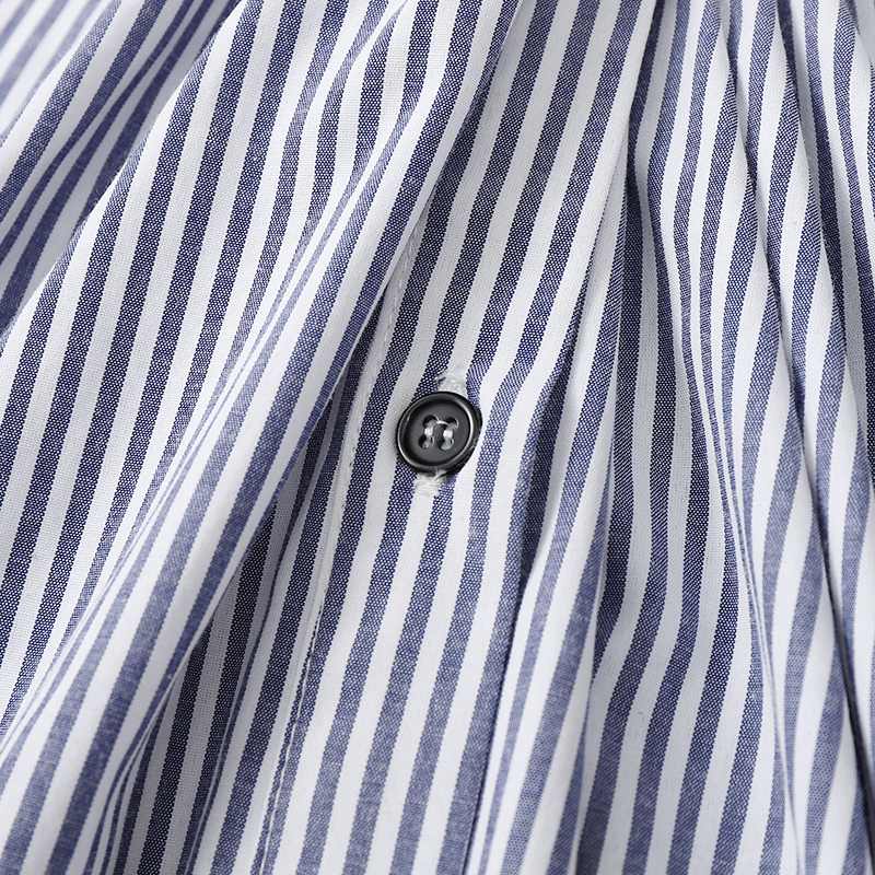 Summer Breeze Cotton Striped Shirt Dress
