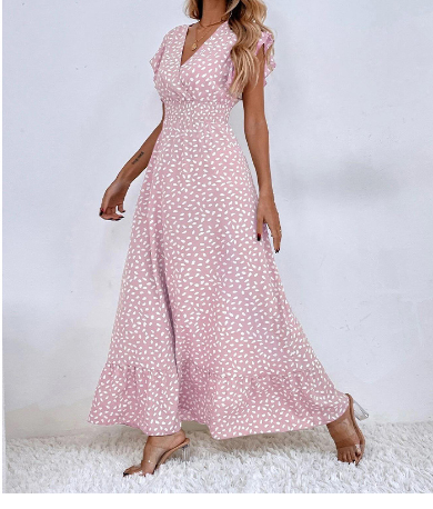 WOLFF Chiffon Summer Dress with Ruffle Hem (One Piece)