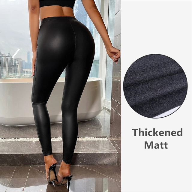 Multicolor High Waist Leather Pants for Women up to 5XL