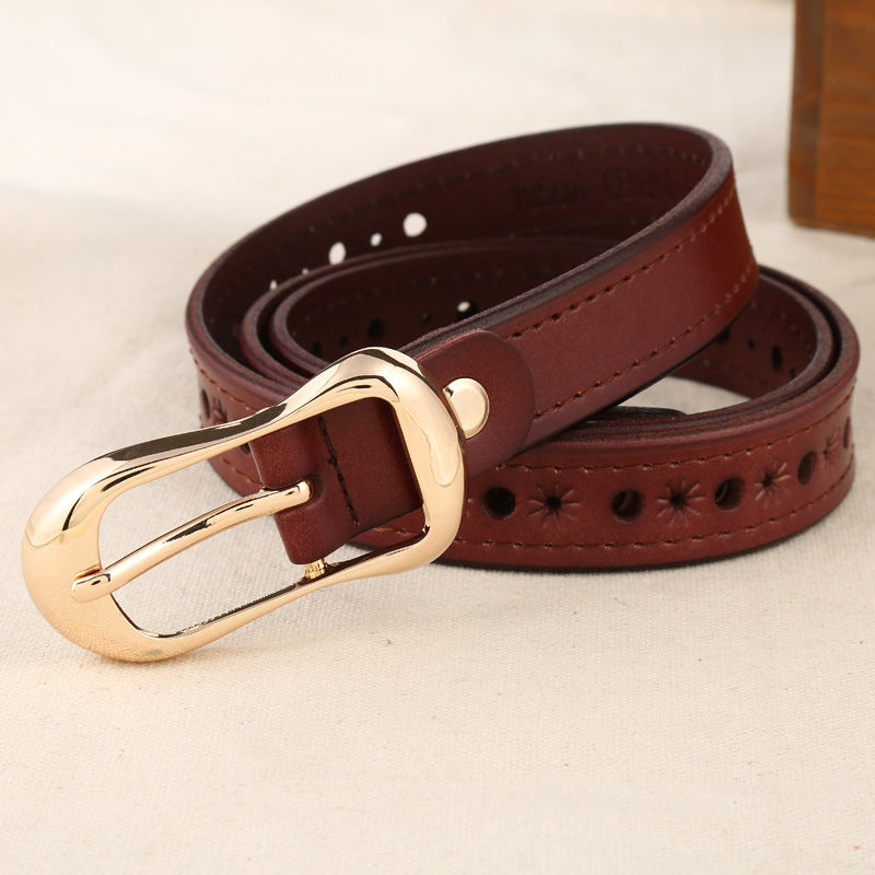 New Women's Genuine Leather Buckle Belt - Casual Design