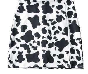 Cow Spot Print A-Line Skirt with Elastic Waist