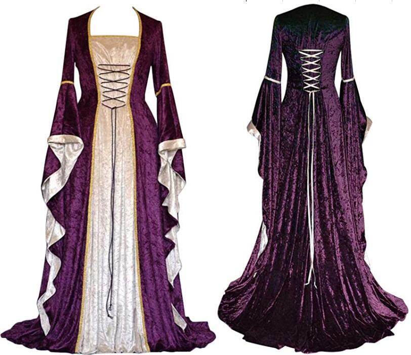 Medieval Costume - European Court Velvet Dress up to 3XL