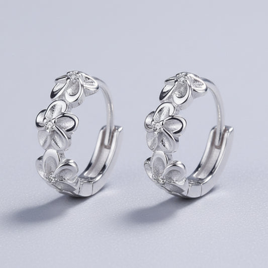 Silver Daisy Flower Crystal Hoop Earrings | The Pretty Pistol