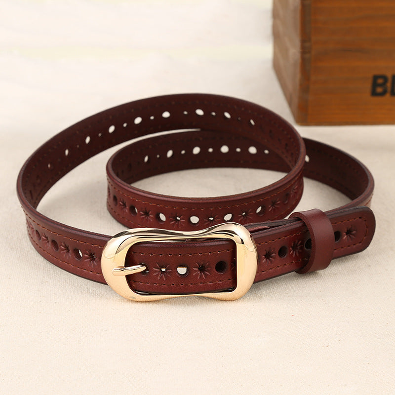 New Women's Genuine Leather Buckle Belt - Casual Design