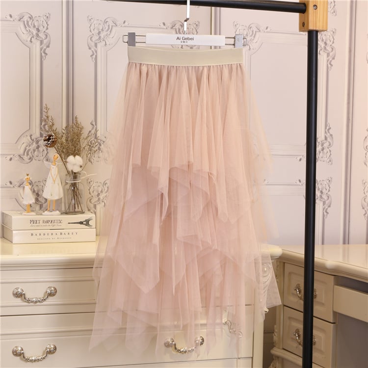 Elevated Mesh Flare Gauze Skirt