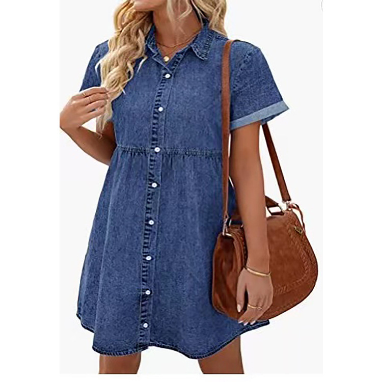 Ruffled Denim Dress up to 2XL