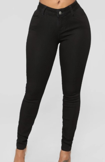 Black Skinny Leg Stretch Denim Pants for Women
