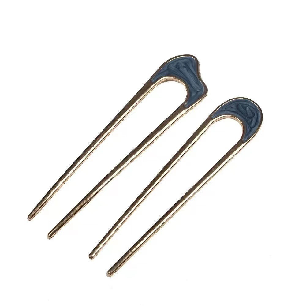 Minimalist Metal Hair Fork with Shell Design