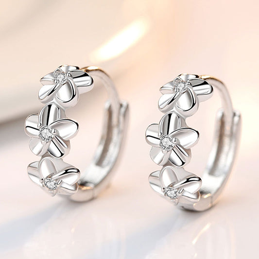 Fashionable Flower Earrings with Diamond Accents