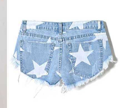 Star Print Fringe Denim Shorts for Women up to 2XL