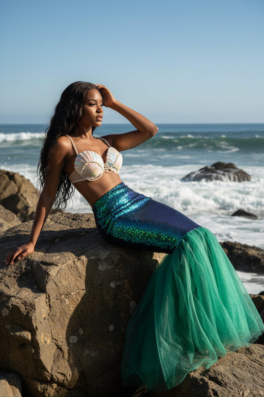 Mermaid Half Body Fishtail Halloween Cosplay Costume