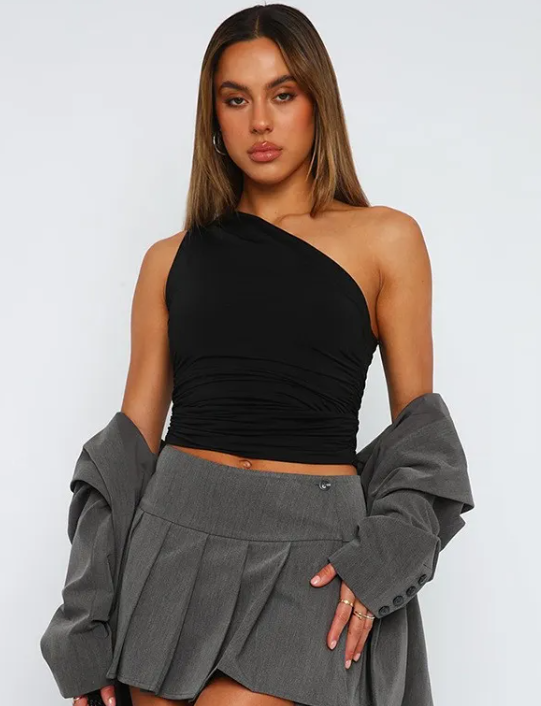 Elegant One-Shoulder Ruched Top