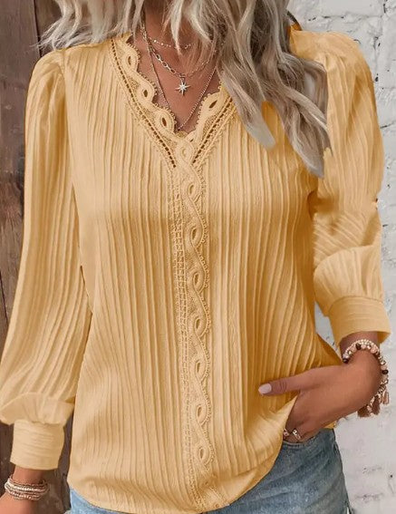 Blouse with Lace Details in Chiffon up to 4XL