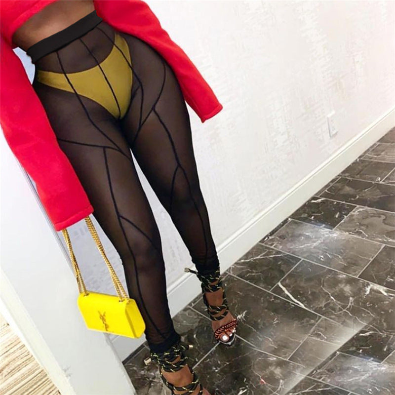 High Waist Breathable See-through Mesh Leggings