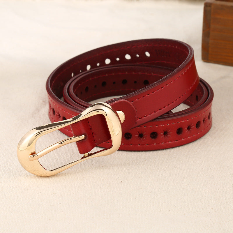 New Women's Genuine Leather Buckle Belt - Casual Design