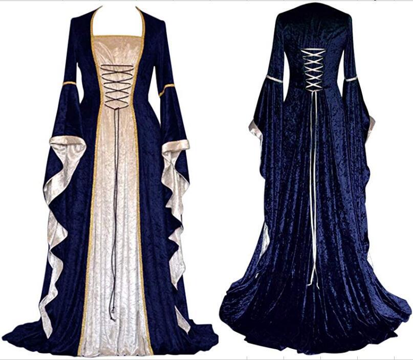 Medieval Costume - European Court Velvet Dress up to 3XL