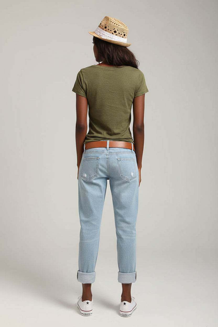 Cropped Ripped Denim Capris